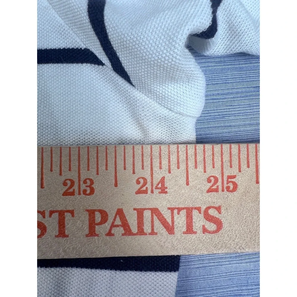 Polo‎ Ralph Lauren Mens XL White Navy Blue Striped Cotton Pique Polo Shirt
